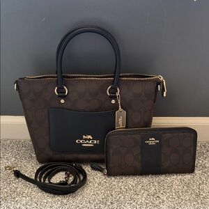 Coach Black and Brown Satchel Bag Set